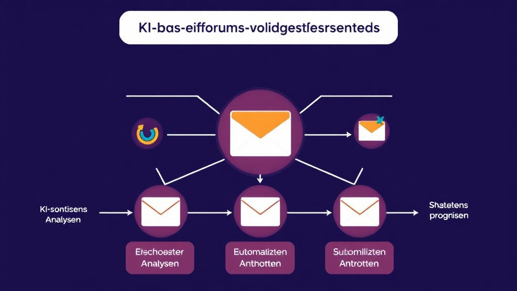 Darstellung eines KI-gestützten Vertriebssystems mit Dashboard-Analysen, automatisierten E-Mail-Antworten und Verkaufsprognosen, das die Effizienz steigert.