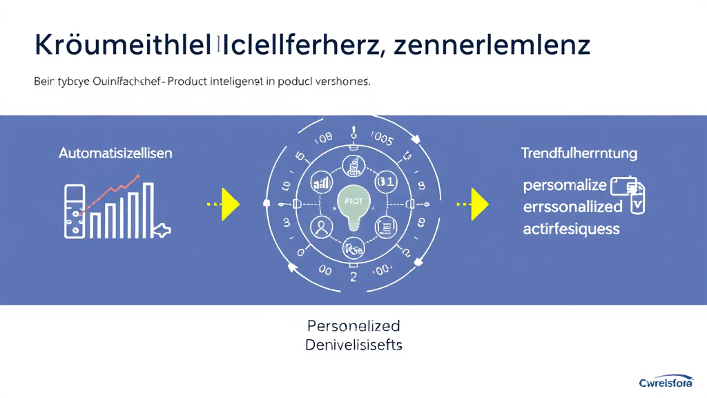 Grafik, die die Rolle von Künstlicher Intelligenz in der Produktentwicklung zeigt: automatisierte Analysen, Trendfrüherkennung und personalisierte Dienstleistungen.