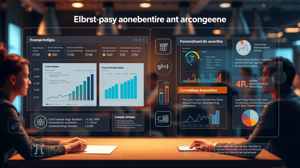 Interaktive Visualisierung einer KI-gestützten Kundenansprache im Vertrieb, die personalisierte Angebote, Datenanalysen und Chatbot-Interaktionen zeigt.